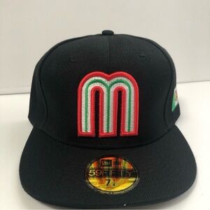 7 3/8 Fitted Cap with Red, White & Green 'M' Patch